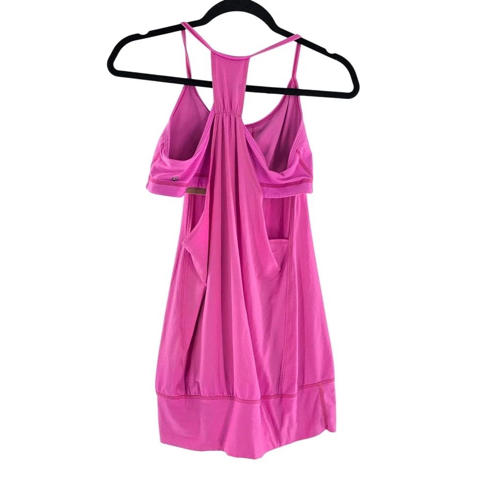 Lululemon No Limits Tank Zing Pink Ligh Mini Hyper Stripe Zing Pink Light Sz 10